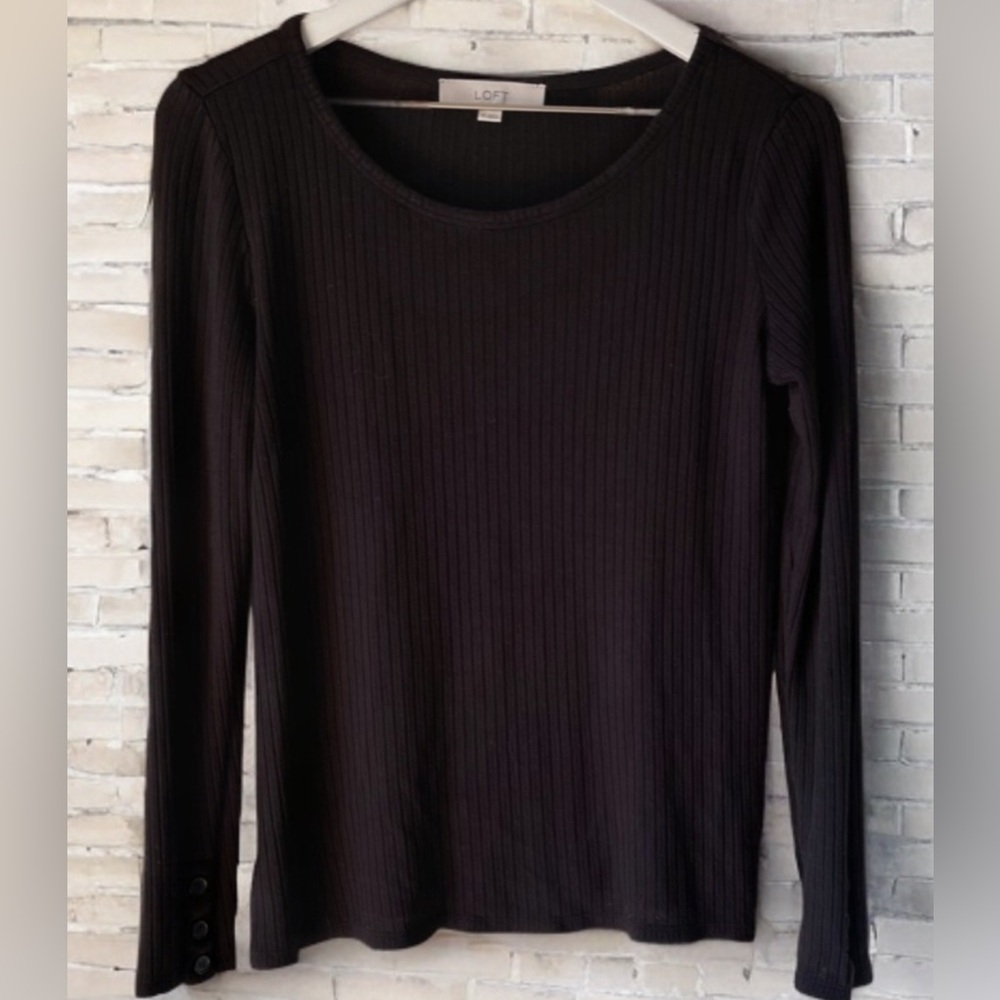 Loft Light Ribbed Sweater Black